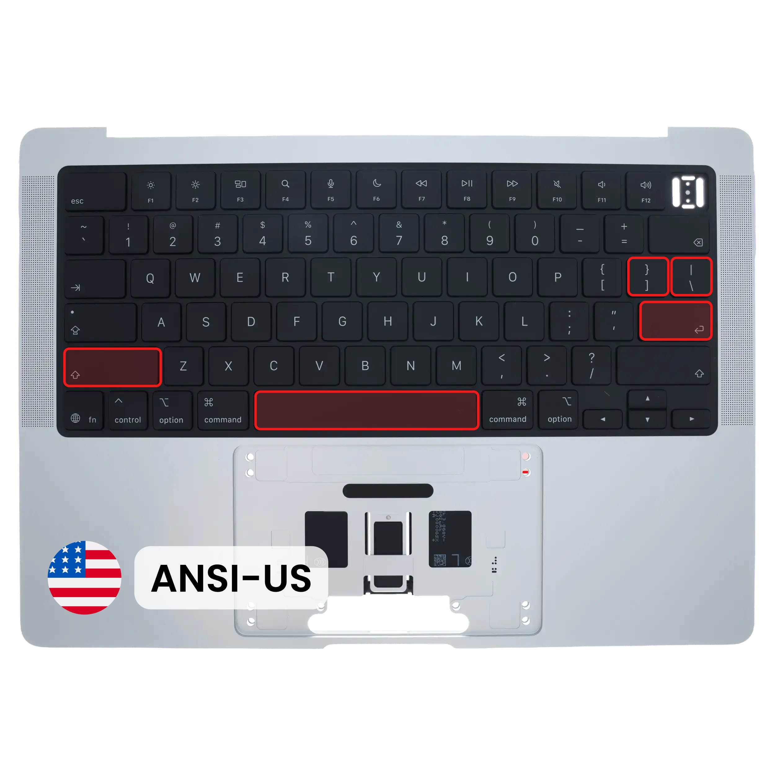 Top Case mit Keyboard (ANSI US) für MacBook Pro 14" A3426 (2026) (Original OEM) (Silber)