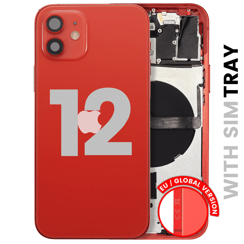 Backcover/Rahmen mit Small Parts für iPhone 12 (EU / Global Version) (gebrauchter OEM-Ausbau, Qualität A) (Rot)