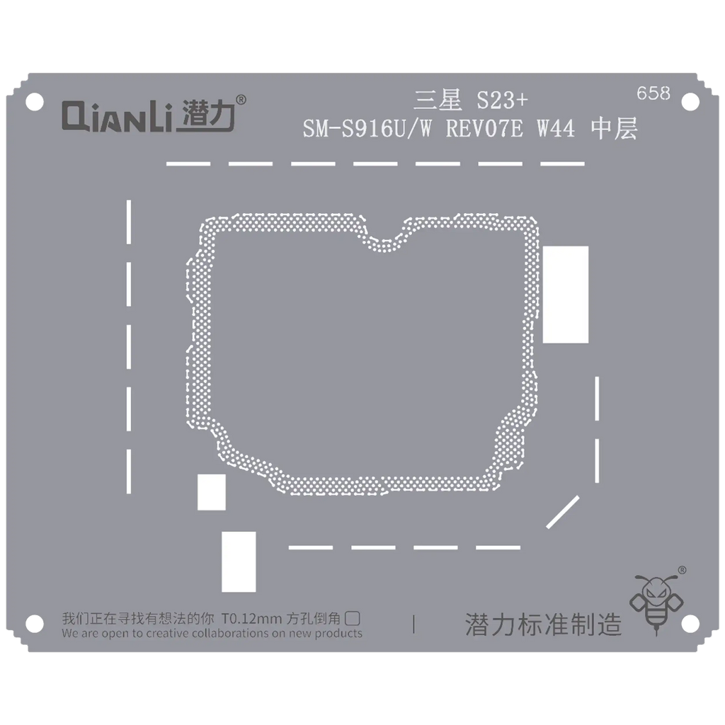 Bumblebee Stencil (QS658) for Samsung S23 Plus SM-S916U/W REV07E W44 Midframe/Frame