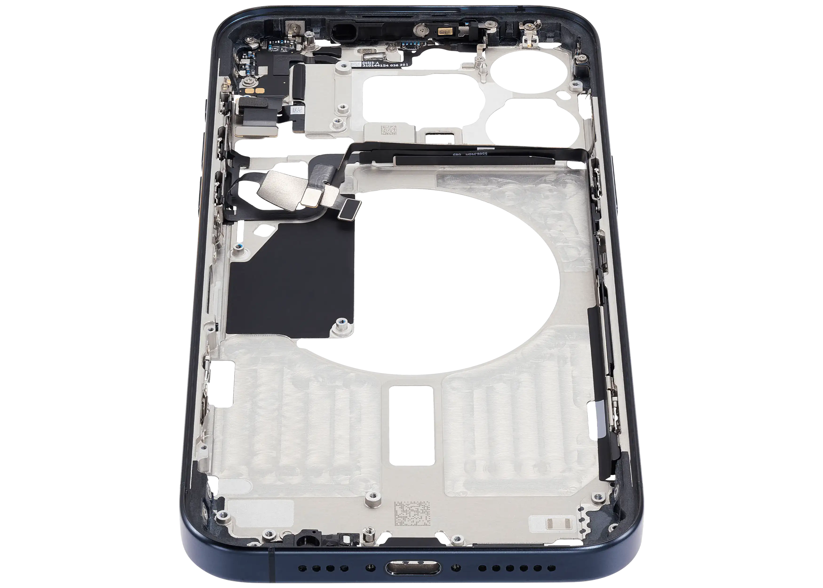 Midframe/Rahmen mit Small Parts für iPhone 15 Pro Max (EU / Global Version) (gebrauchter OEM-Ausbau, Qualität B) (Blau Titanium)