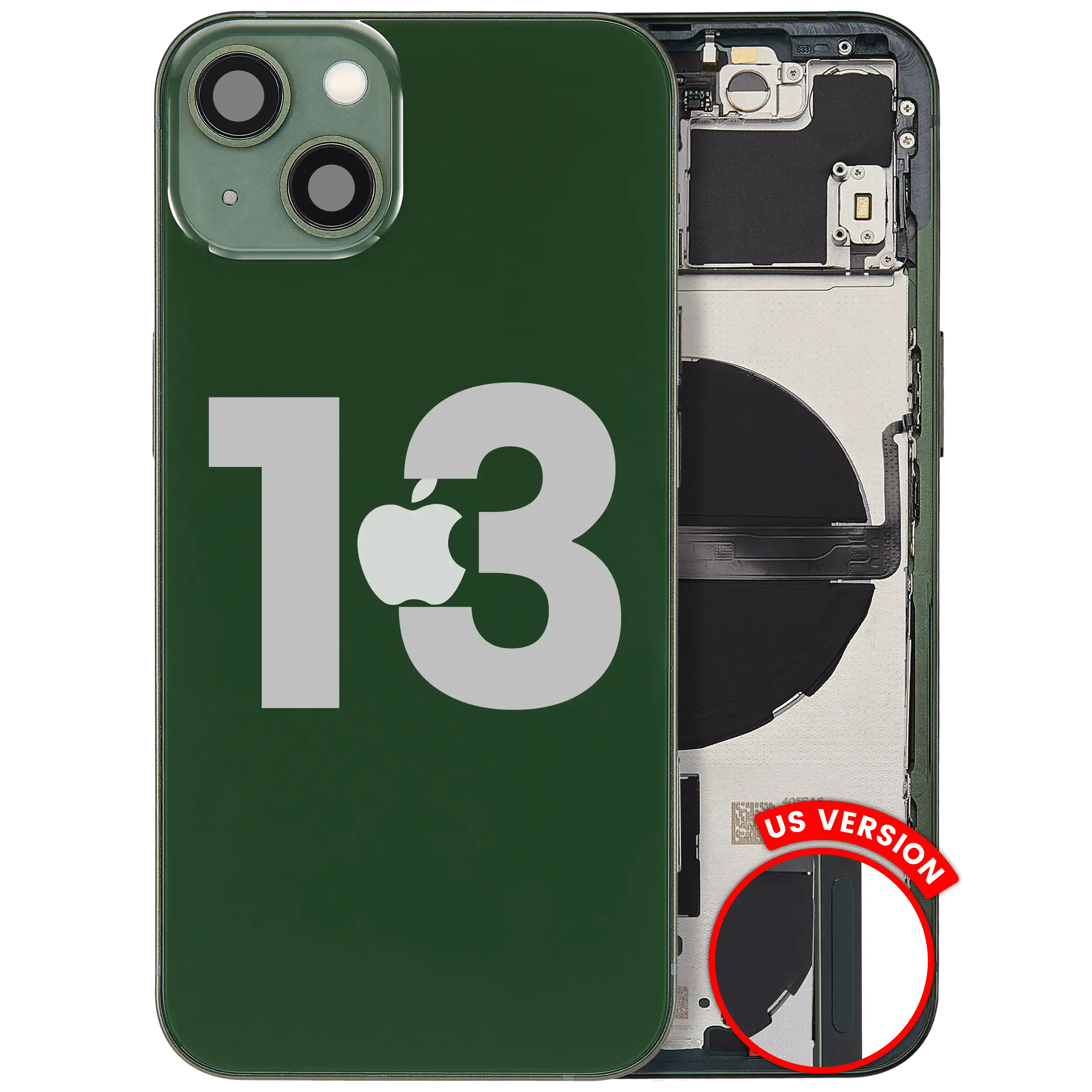 Backcover/Rahmen mit Small Parts für iPhone 13 (US-Version) (gebrauchter OEM-Ausbau, Qualität A) (Grün)