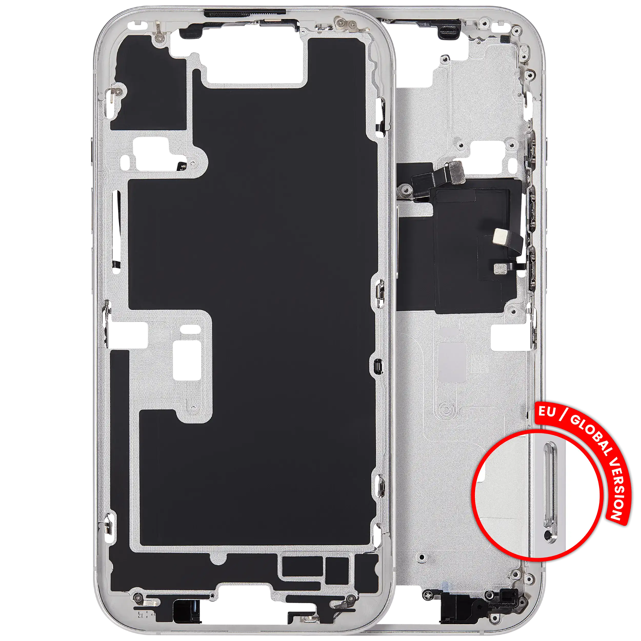 Midframe/Rahmen mit Power And Volume Button für iPhone 16 Pro (EU / Global Version) (Aftermarket Plus) (Weiß Titanium)