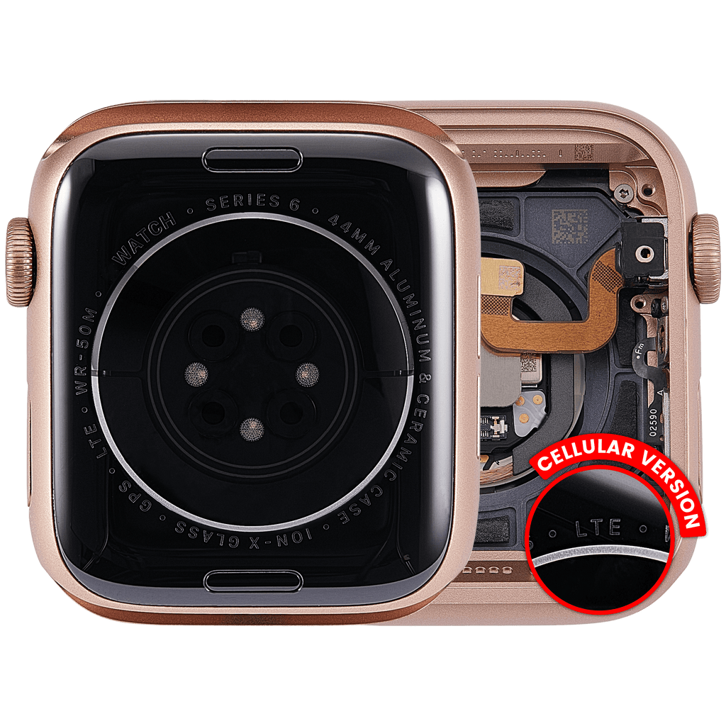 Backcover/Rahmen Compatible für Watch Series 6 (44MM) (gebrauchter OEM-Ausbau, Qualität A) (Cellular Version) (Aluminum / Rose Gold)