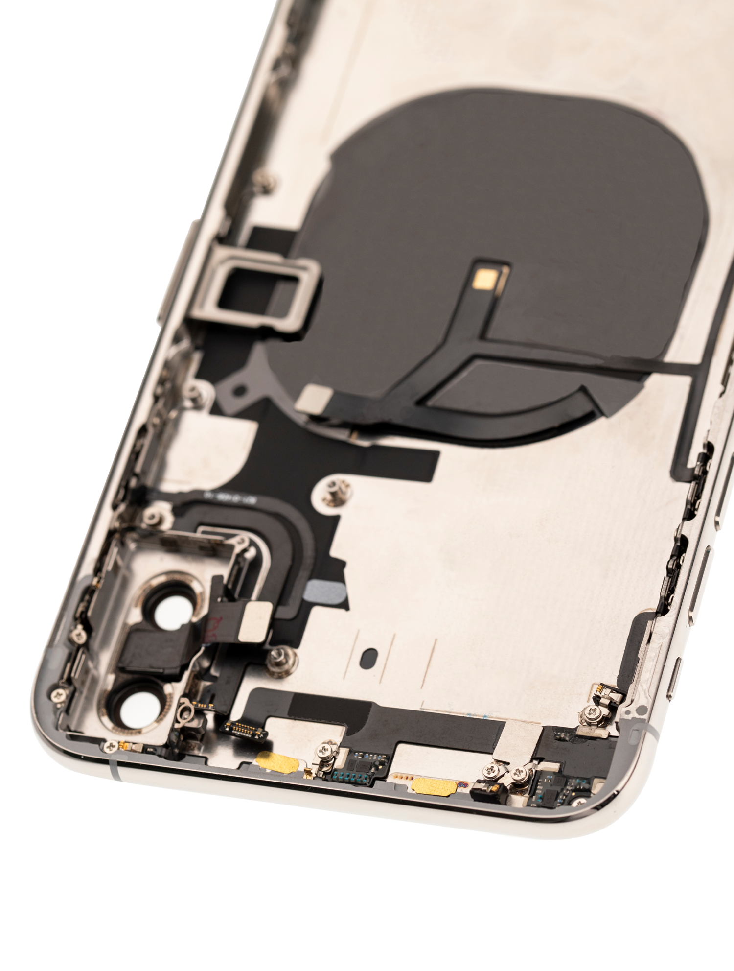 Backcover/Rahmen mit Small Components Pre-Installed für iPhone XS Max (gebrauchter OEM-Ausbau, Qualität A) (Silber)