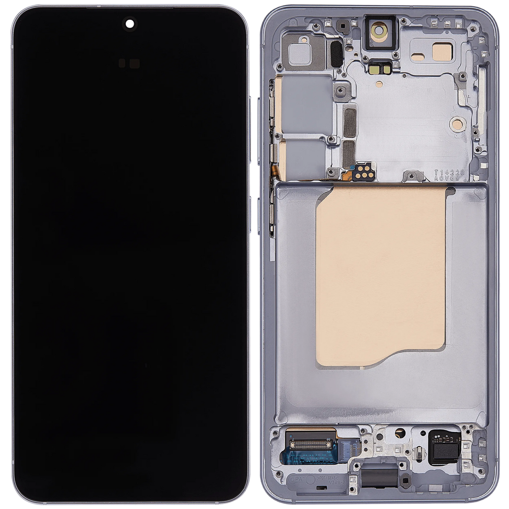 OLED-Display mit Rahmen für Samsung Galaxy S25 5G (US & International) (Aftermarket Plus) (Icy Blue)