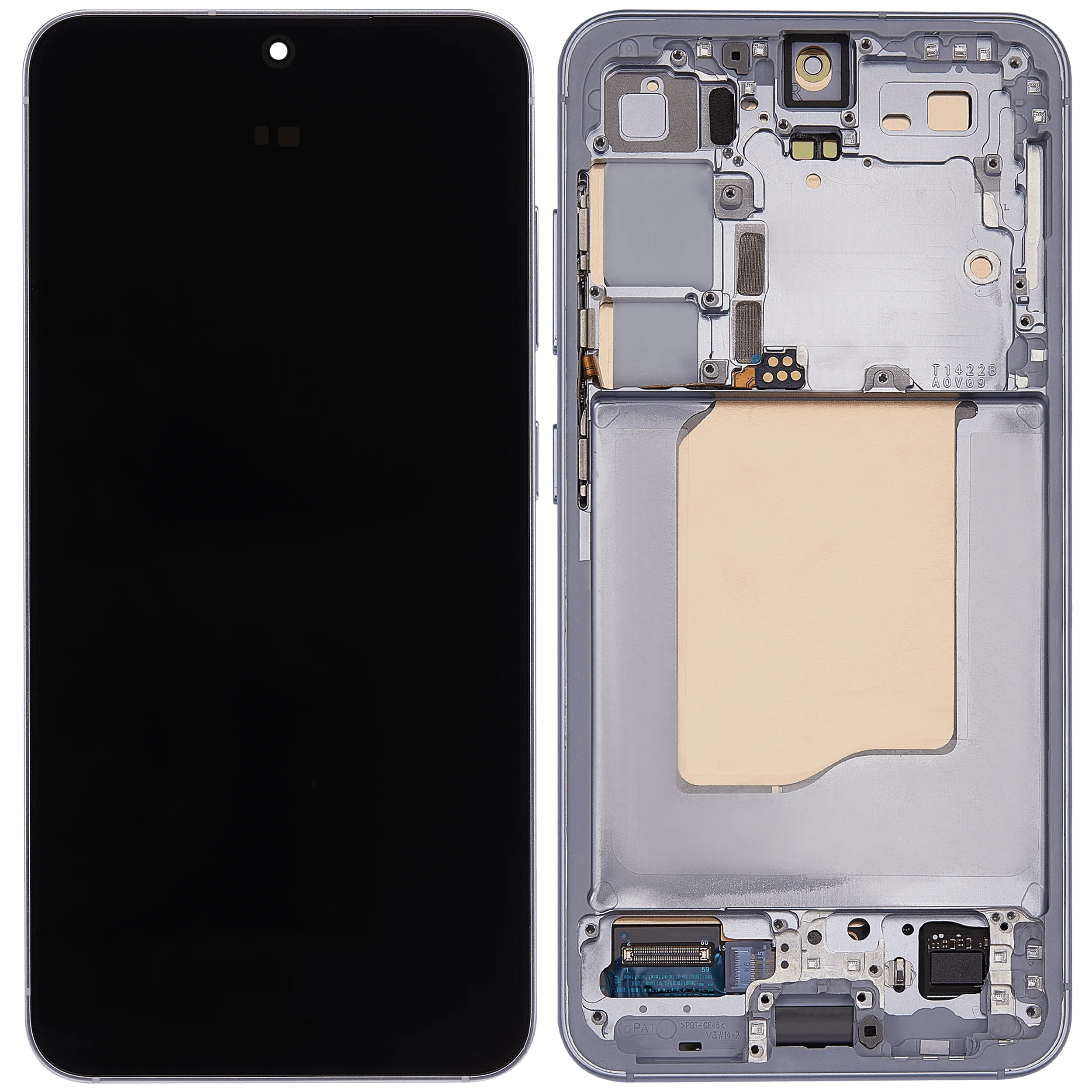 OLED-Display mit Rahmen für Samsung Galaxy S25 5G (US & International) (Aftermarket Plus) (Icy Blue)