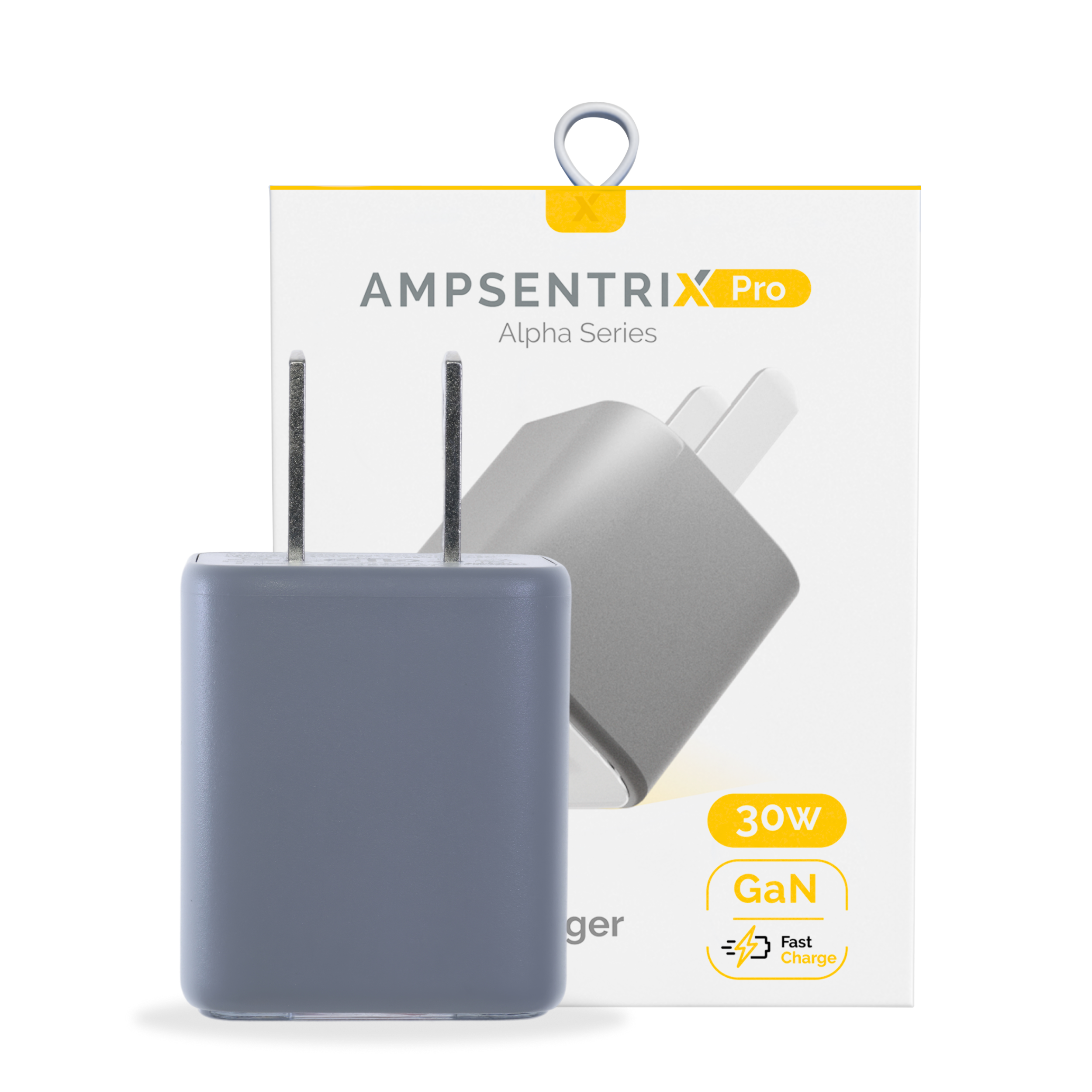 AmpSentrix Pro 30W 2-in-1 USB-C / USB-A GaN Wall Adapter (Natural Titanium)