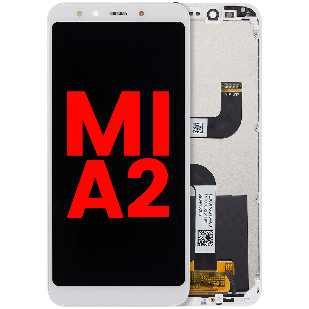 LCD-Display mit Rahmen für Xiaomi Mi A2 (Aftermarket Plus) (Weiß)
