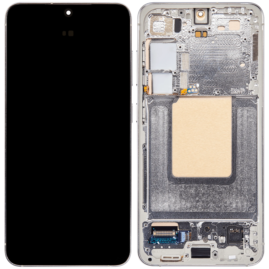 OLED-Display mit Rahmen für Samsung Galaxy S24 5G (US & Internationale Version) (Aftermarket Plus) (Marble Grey)