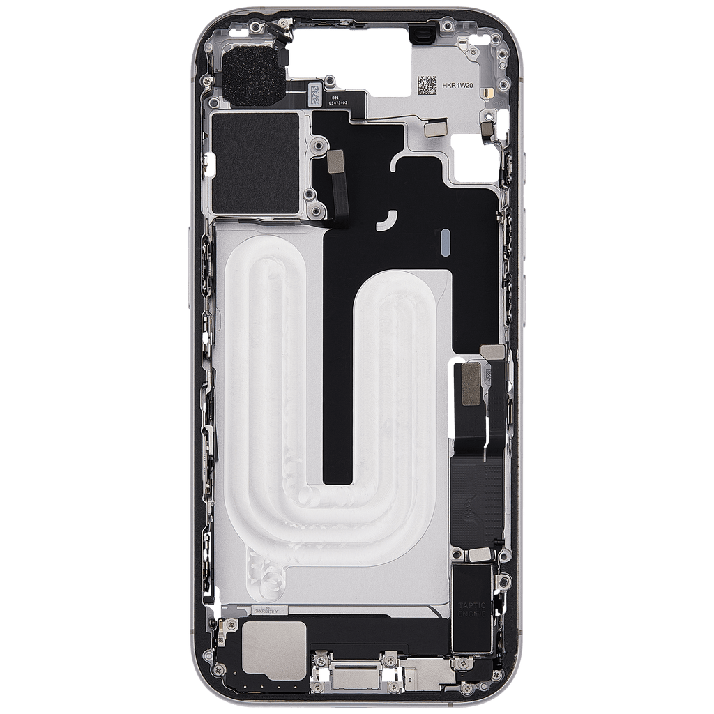 Midframe/Rahmen mit Ladebuchse Flex & Small Parts für iPhone 17 (EU / Global Version) (gebrauchter OEM-Ausbau, Qualität A) (Weiß)