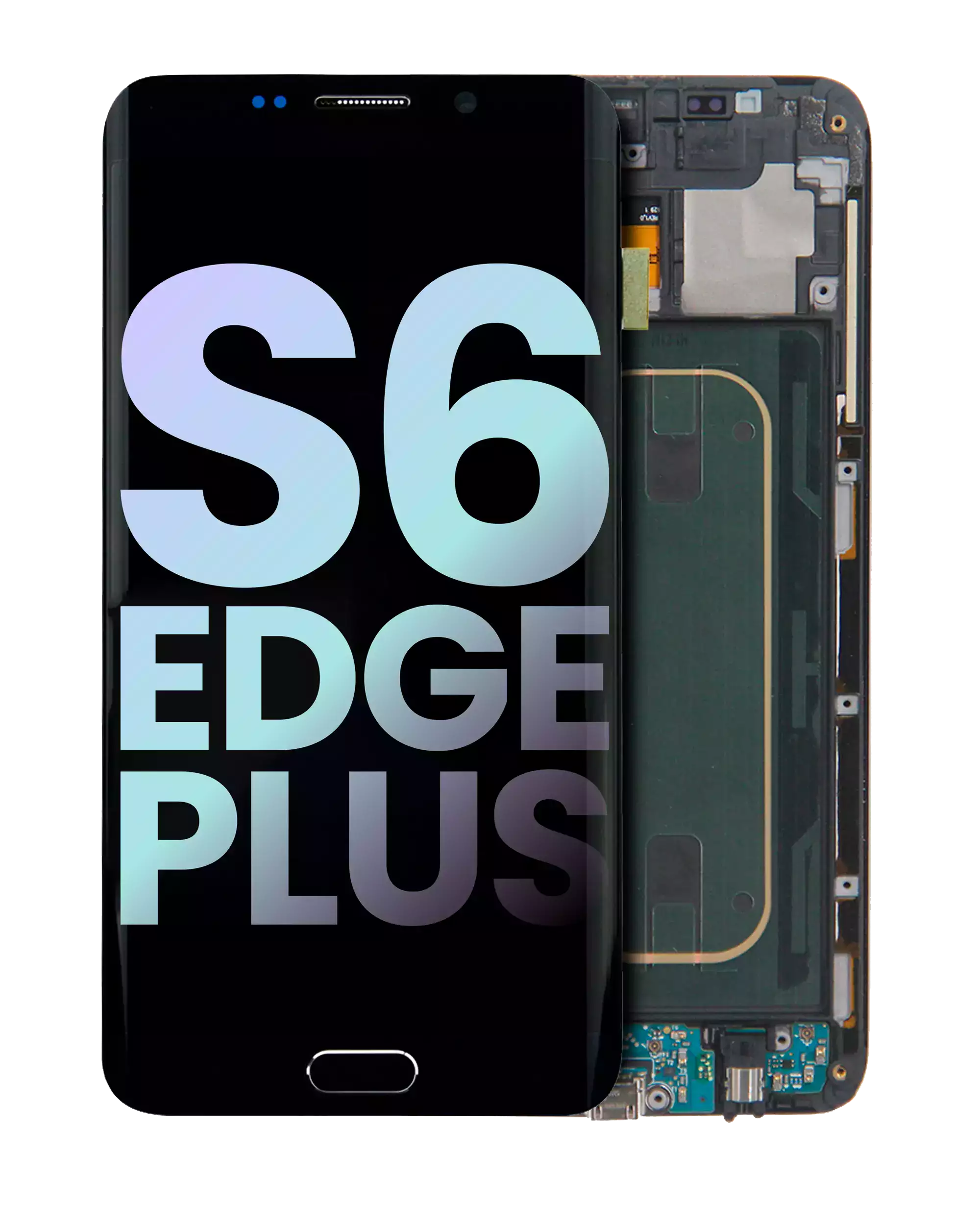 OLED-Display mit Rahmen für Samsung Galaxy S6 Edge Plus (AT&T / T-Mobile / International) (Service Pack) (Black Sapphire)