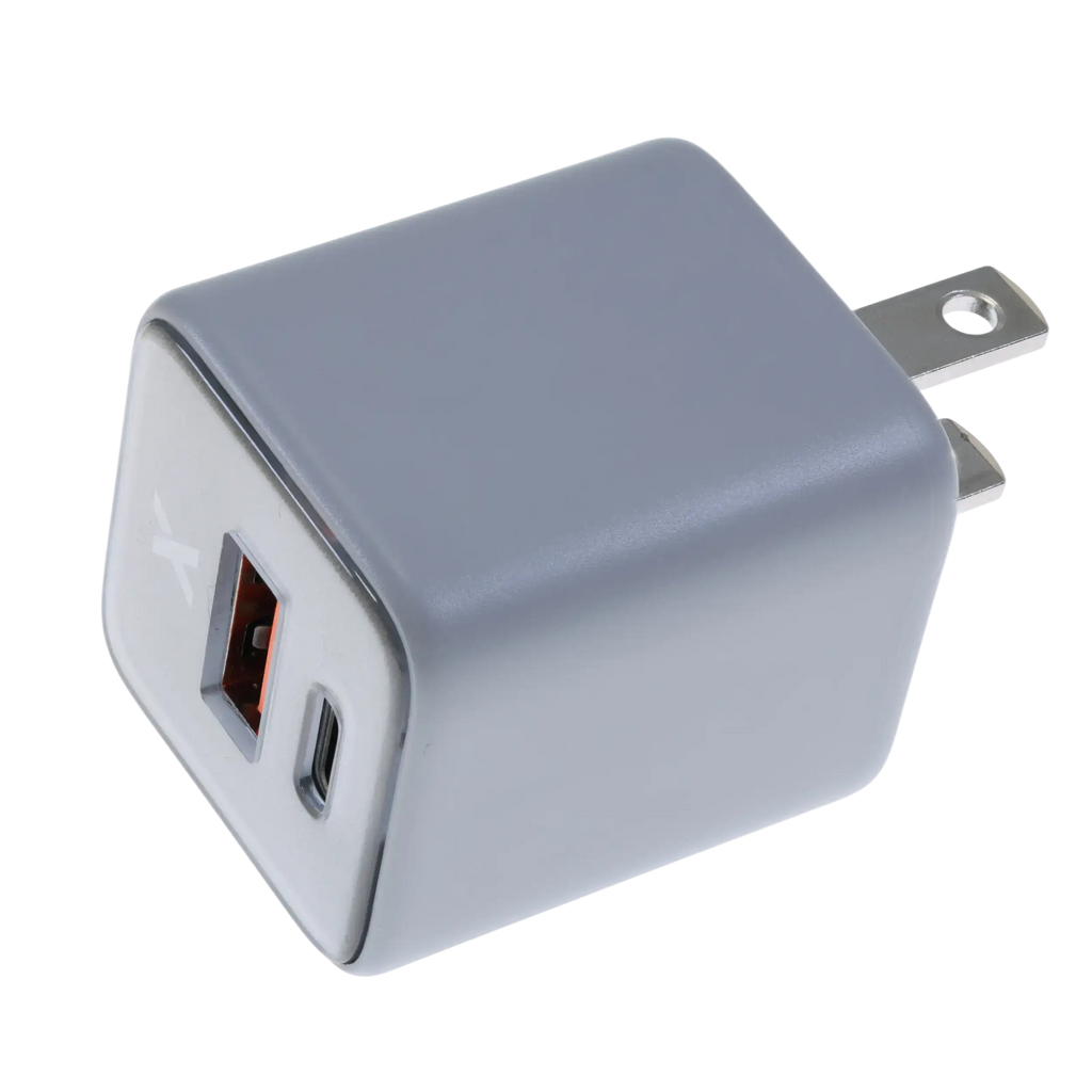 AmpSentrix Pro 30W 2-in-1 USB-C / USB-A GaN Wall Adapter (Natural Titanium)