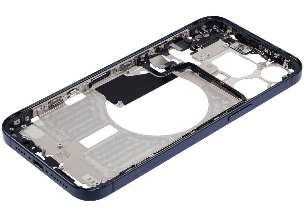 Midframe/Rahmen mit Small Parts für iPhone 15 Pro Max (EU / Global Version) (gebrauchter OEM-Ausbau, Qualität A) (Blau Titanium)