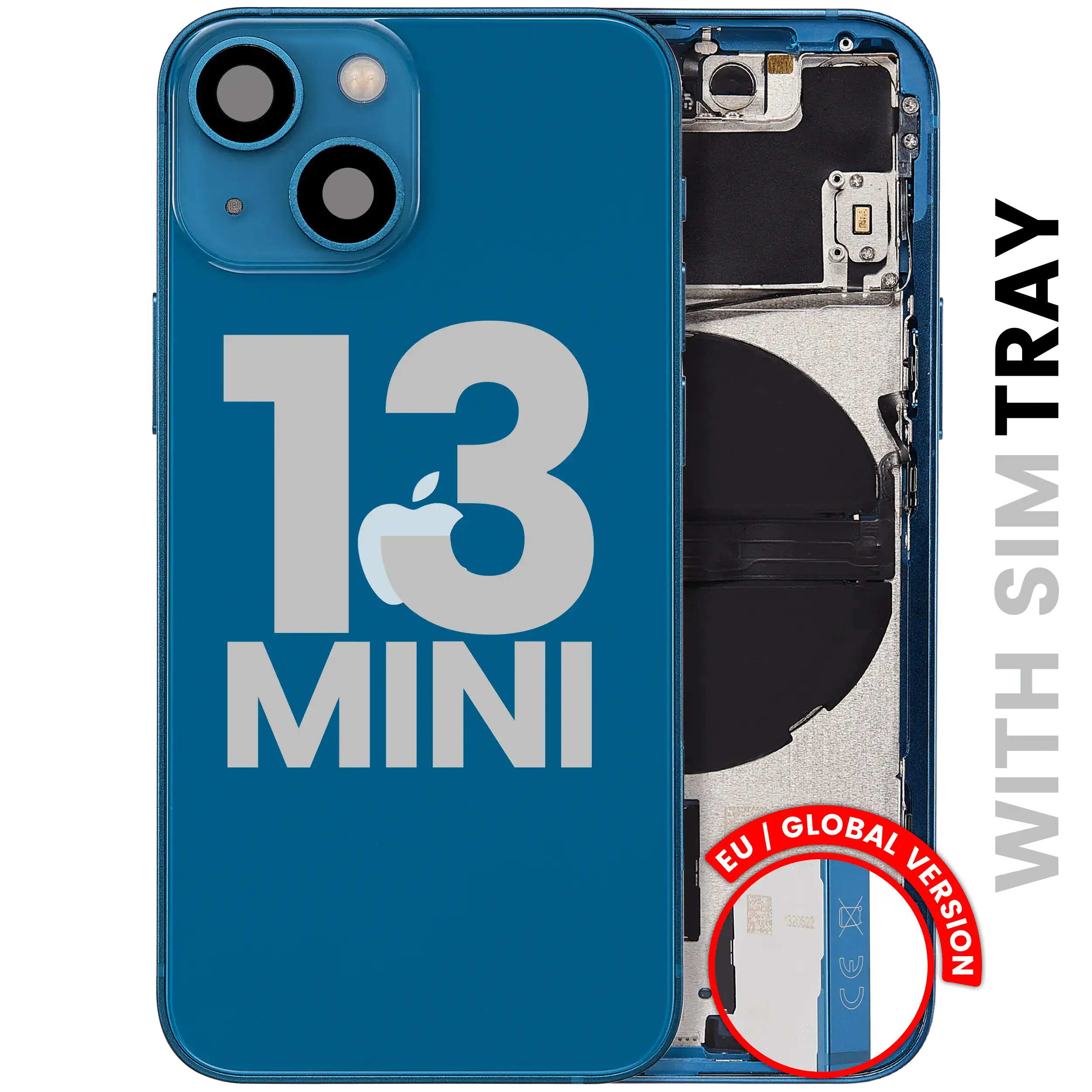 Backcover/Rahmen mit Small Parts für iPhone 13 Mini (EU / Global Version) (gebrauchter OEM-Ausbau, Qualität C) (Blau)