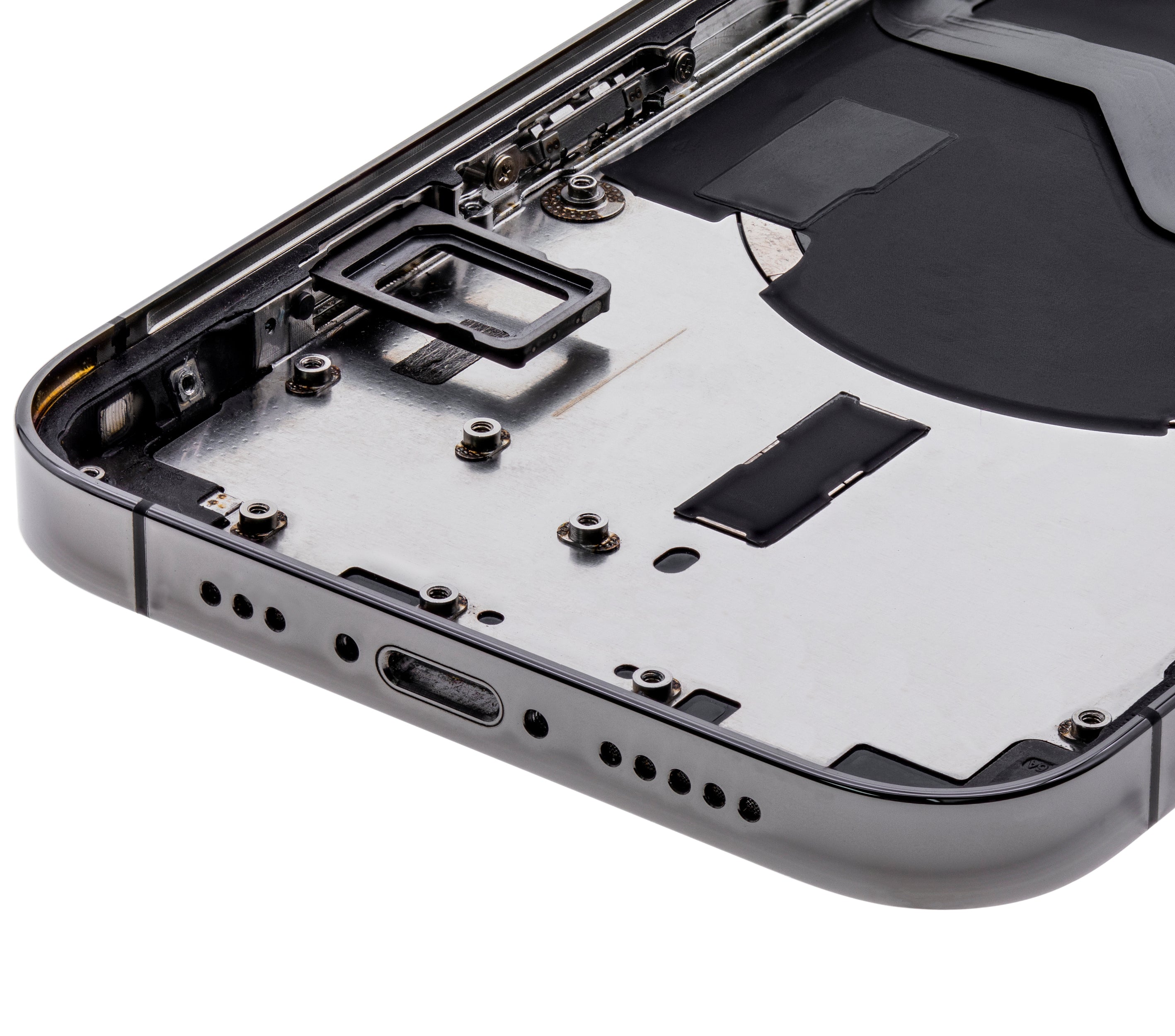 Backcover/Rahmen mit Small Parts für iPhone 12 Pro (US-Version) (gebrauchter OEM-Ausbau, Qualität A) (Graphite)