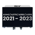 Complete LCD-Display für MacBook Pro 14" (A2442 / Late 2021) / (A2779 / Late 2023) / (A2992 / Late 2023) / (A2918 / Late 2023) (gebrauchter OEM-Ausbau, Qualität B) (Silber)