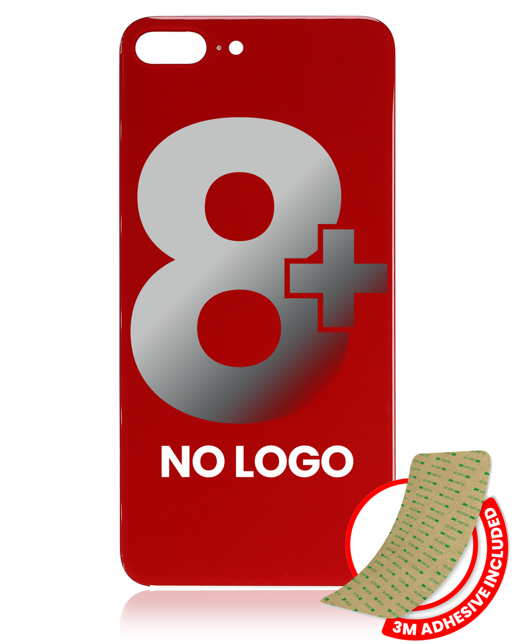 Backcover mit 3M-Kleber für iPhone 8 Plus (ohne Logo / Large Camera Hole) (Rot)