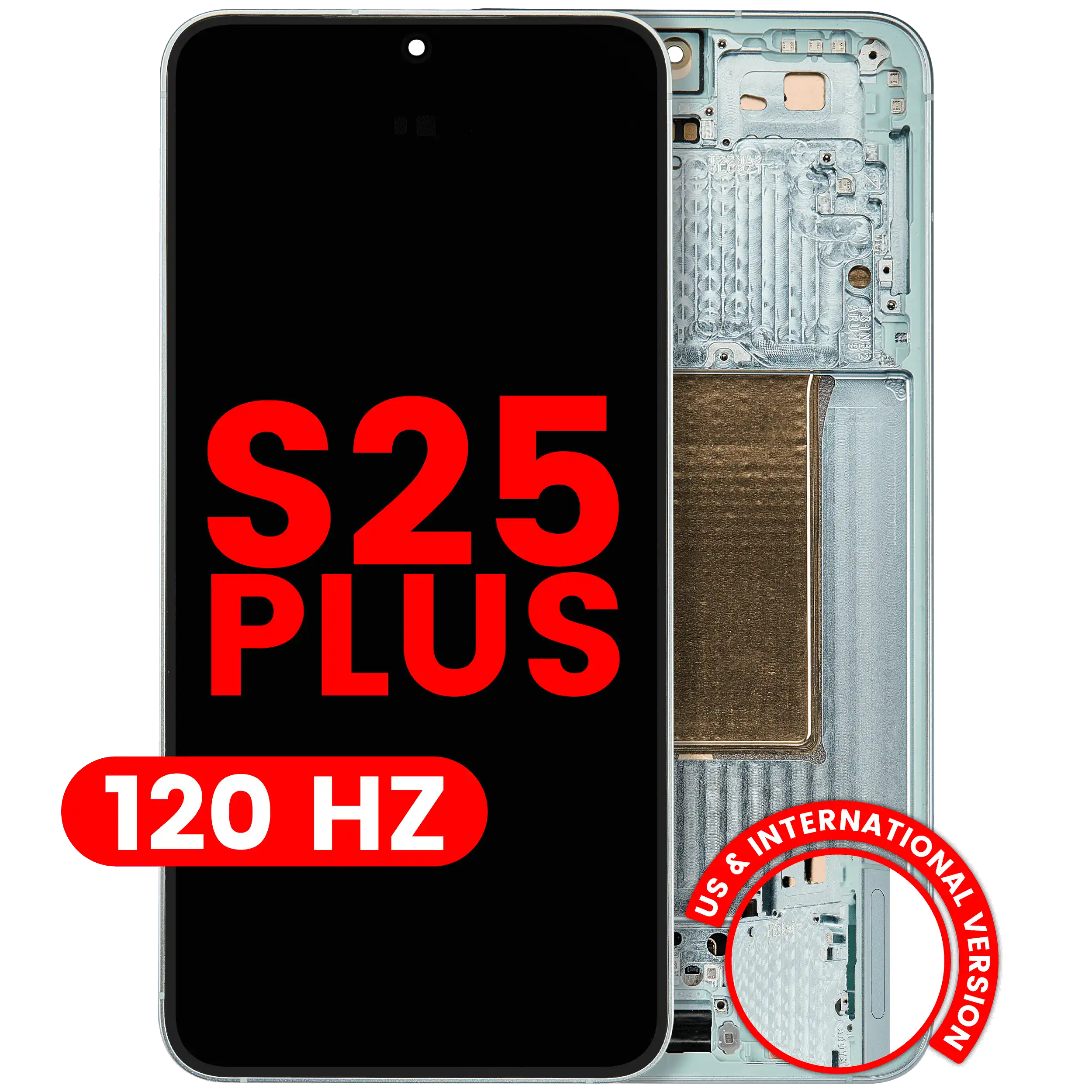 OLED-Display mit Rahmen für Samsung Galaxy S25 Plus 5G (US & Internationale Version) (Aftermarket Plus) (120Hz) (Mint)