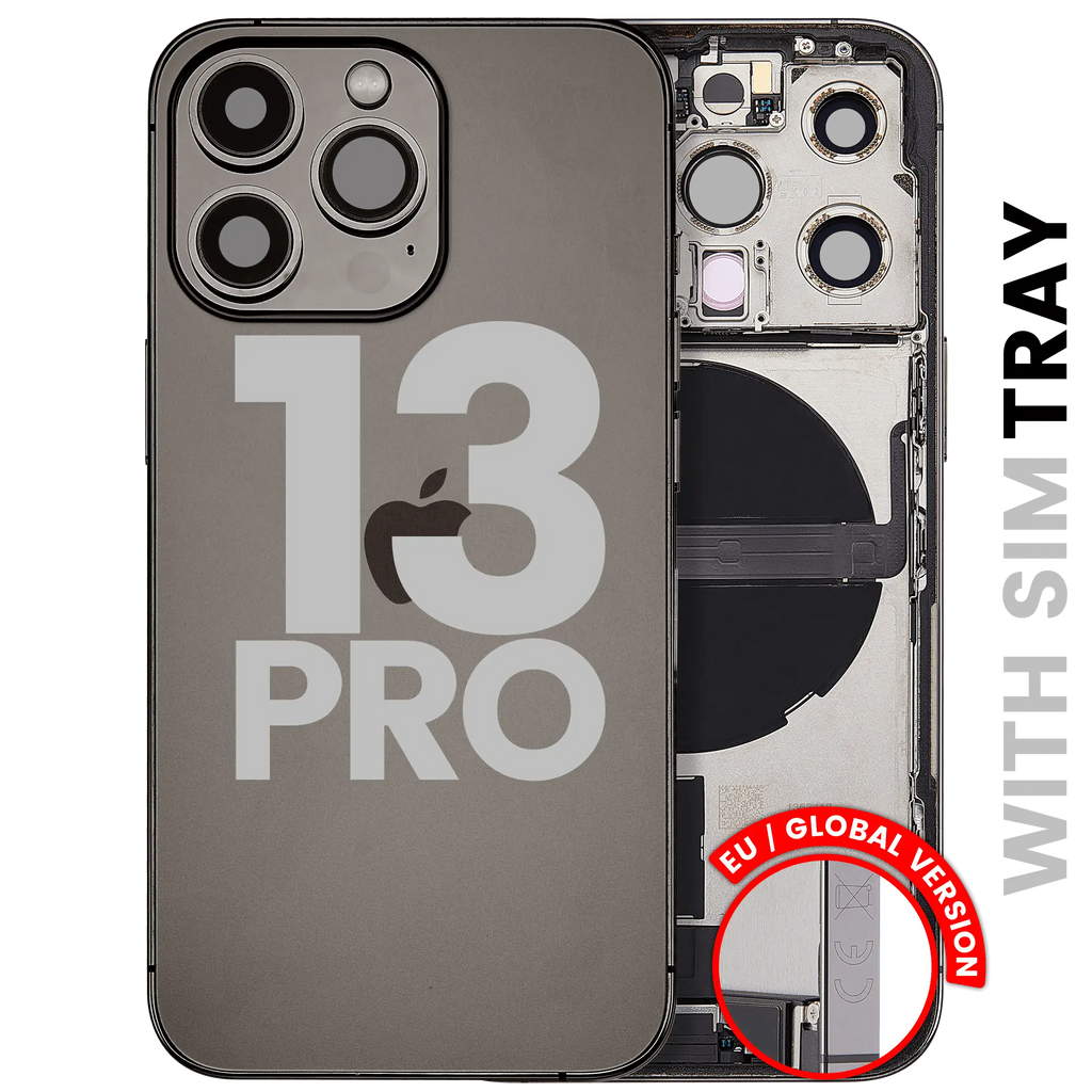 Backcover/Rahmen mit Ladebuchse Flex & Small Parts für iPhone 13 Pro (EU / Global Version) (gebrauchter OEM-Ausbau, Qualität C) (Graphite)