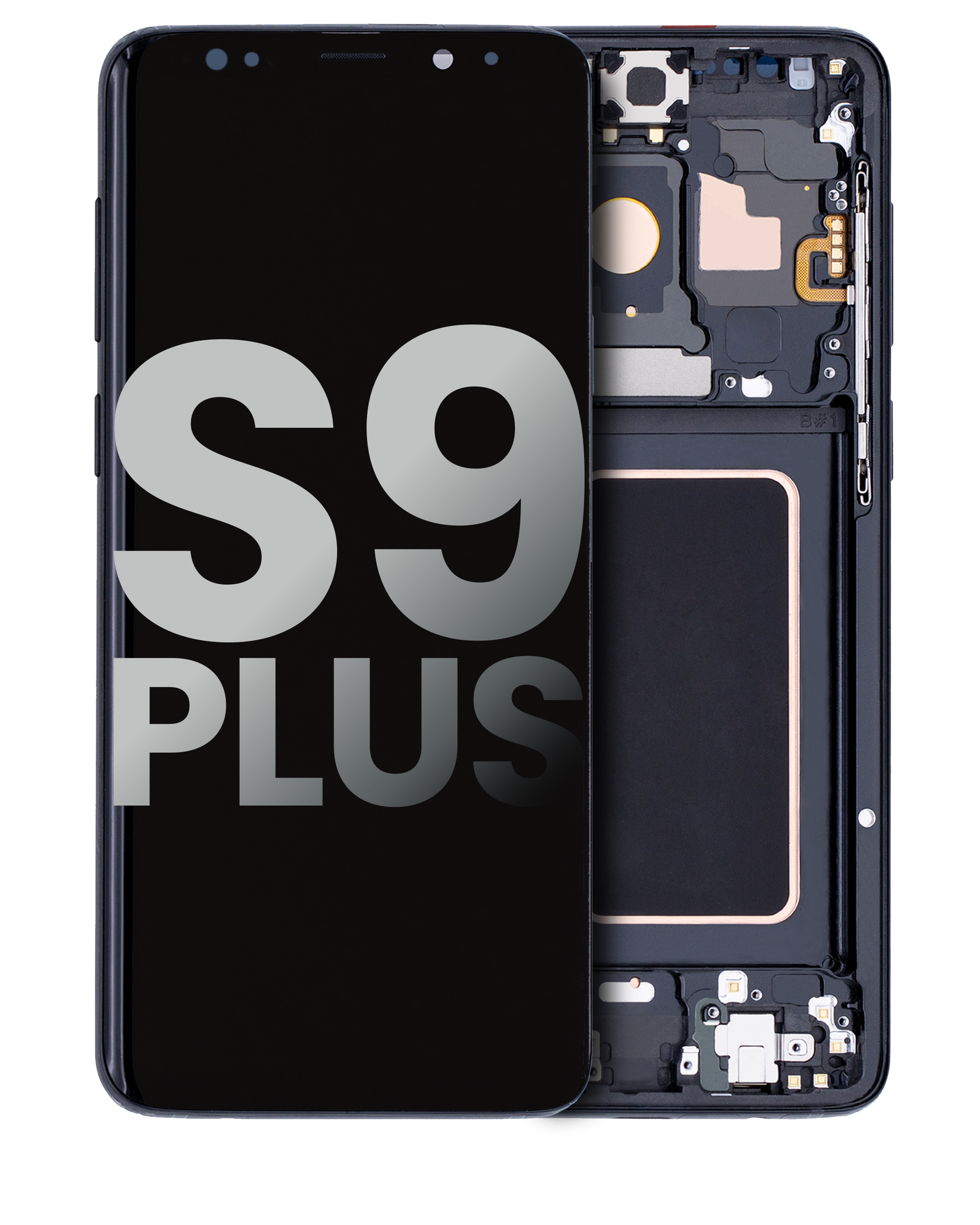 OLED-Display mit Rahmen für Samsung Galaxy S9 Plus (gebrauchter OEM-Ausbau, Qualität B/C) (Midnight Schwarz)