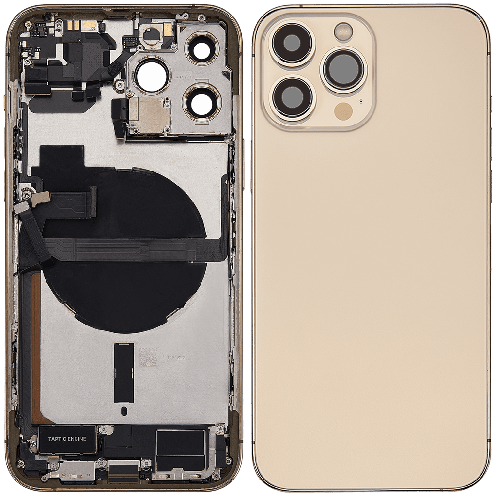 Backcover/Rahmen mit Ladebuchse Flex & Small Parts für iPhone 13 Pro Max (EU / Global Version) (gebrauchter OEM-Ausbau, Qualität B) (Gold)