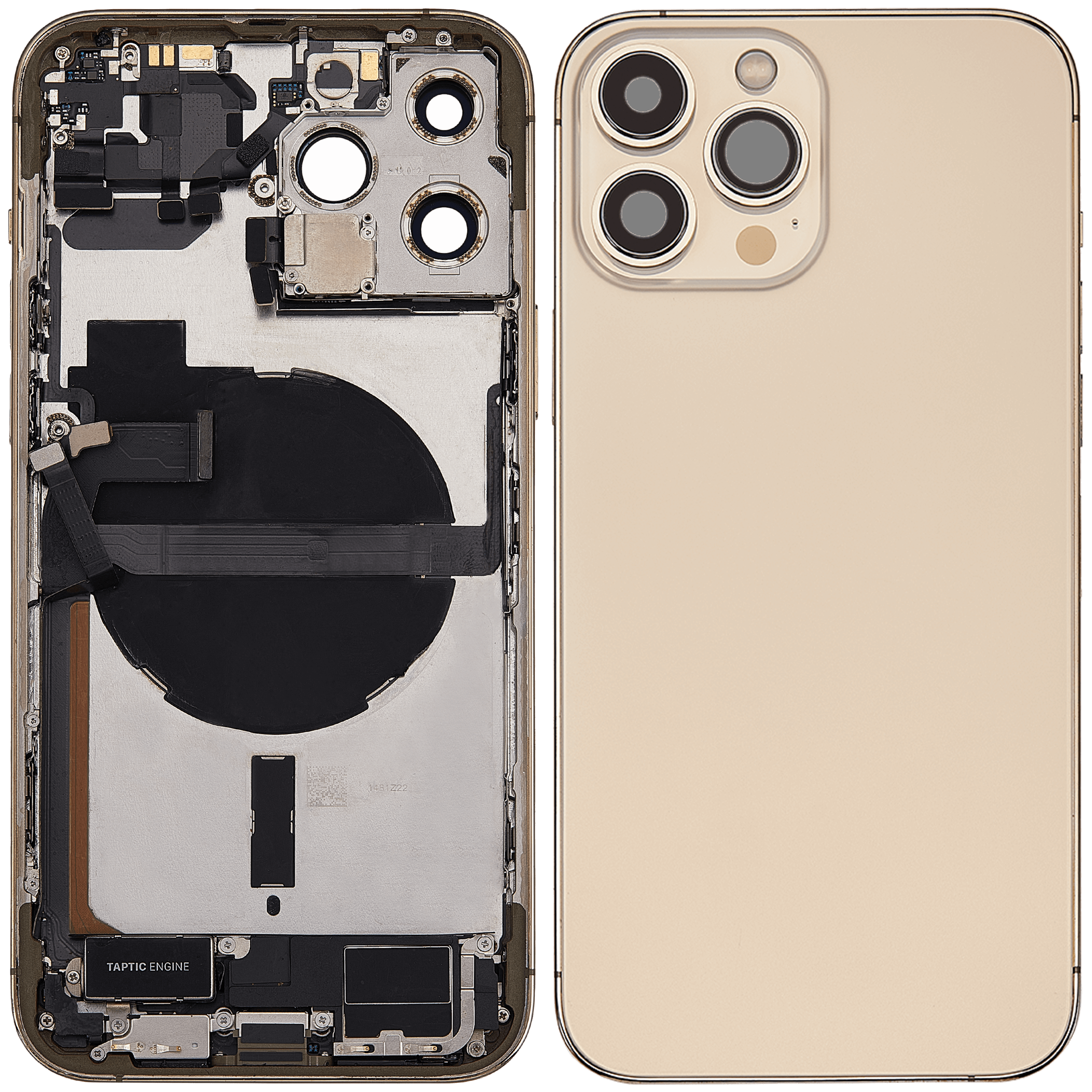 Backcover/Rahmen mit Ladebuchse Flex & Small Parts für iPhone 13 Pro Max (EU / Global Version) (gebrauchter OEM-Ausbau, Qualität B) (Gold)