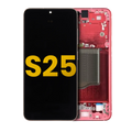 OLED-Display mit Rahmen für Samsung Galaxy S25 Refurbished Coral Rot