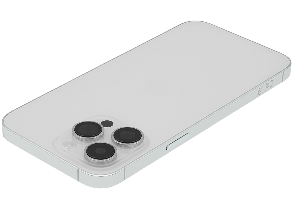 Backcover/Rahmen mit Small Parts für iPhone 14 Pro Max (EU / Global Version) (gebrauchter OEM-Ausbau, Qualität A) (Silber)