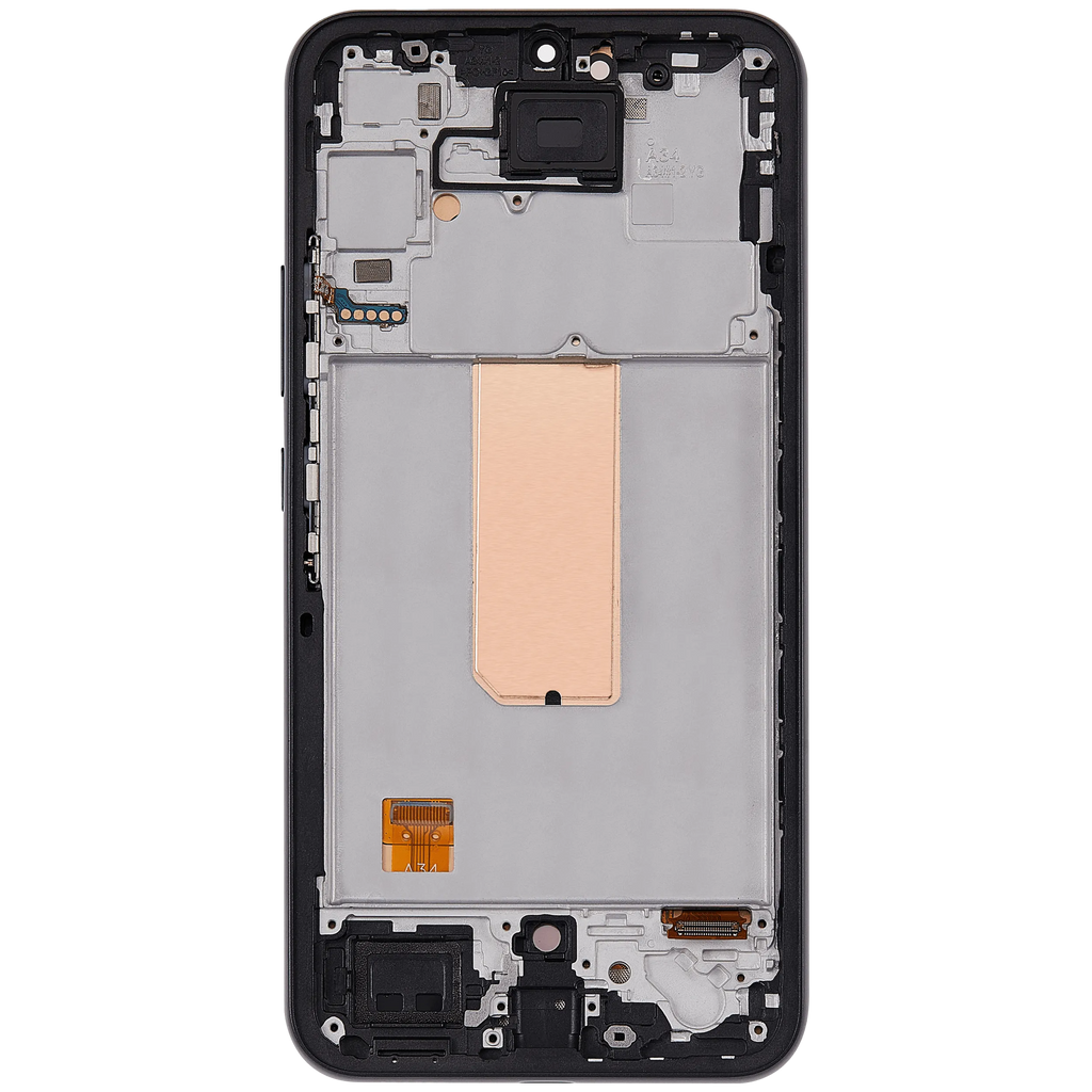 OLED-Display mit Rahmen für Samsung Galaxy A34 5G (A346 / 2023) (6.46") (Aftermarket Plus) (Graphite)