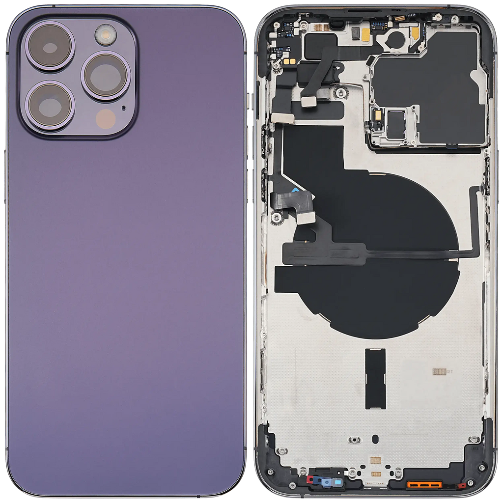 Backcover/Rahmen mit Small Parts für iPhone 14 Pro Max (EU / Global Version) (gebrauchter OEM-Ausbau, Qualität B) (Deep Purple)