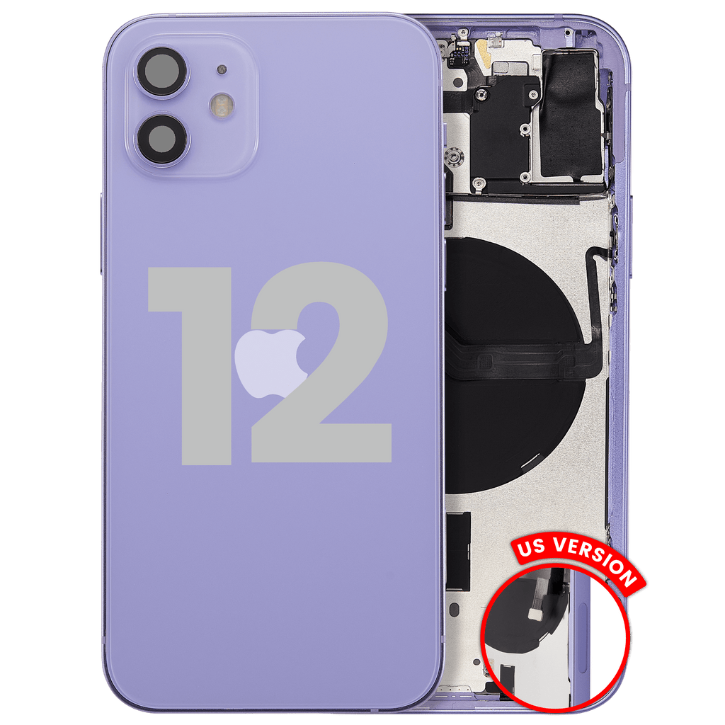 Backcover/Rahmen mit Small Parts für iPhone 12 (US-Version) (gebrauchter OEM-Ausbau, Qualität B) (Lila)