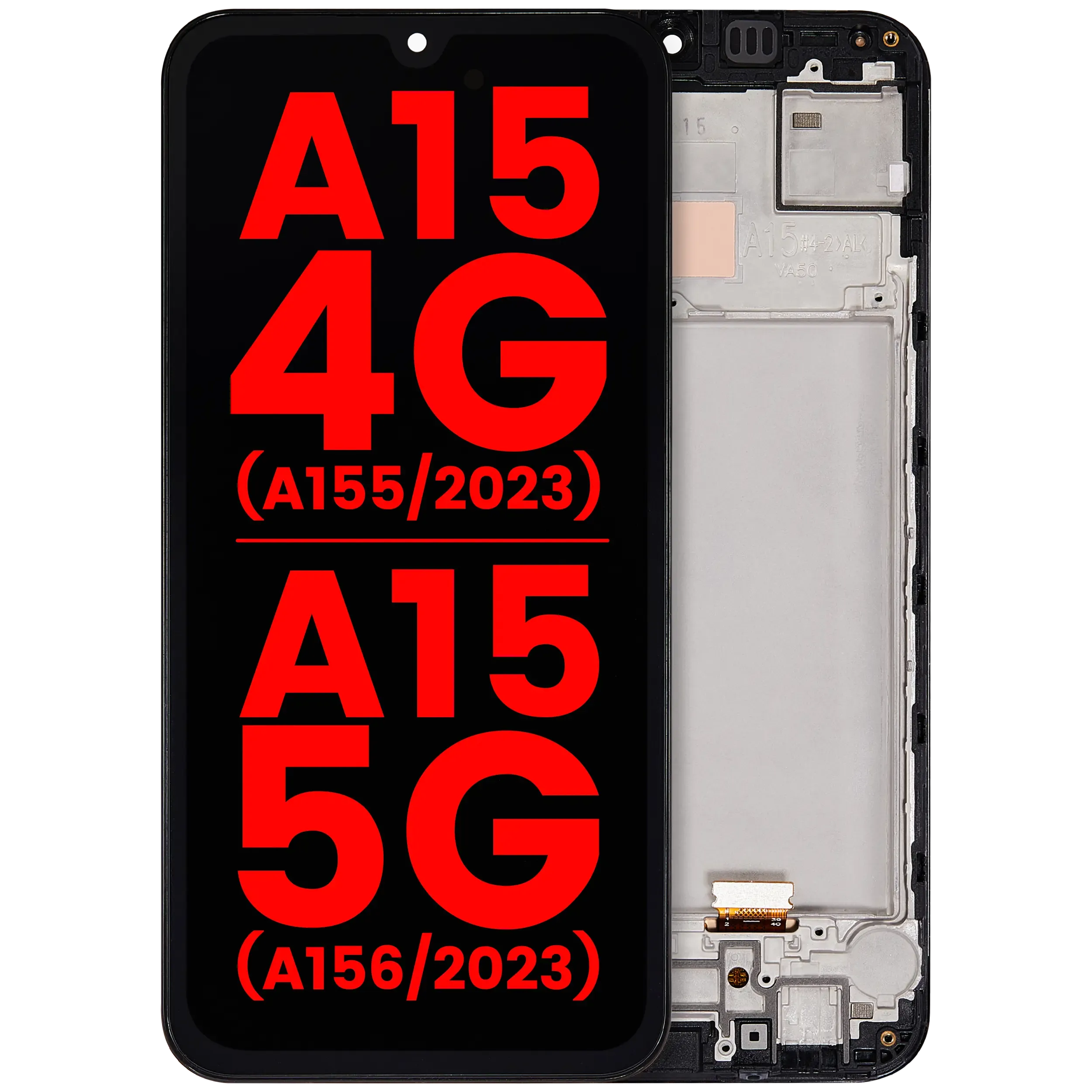 OLED-Display mit Rahmen Compatible für Samsung Galaxy A15 4G (A155 / 2023) / A15 5G (A156 / 2023) (6.36")(Aftermarket Plus) (Alle Farben)