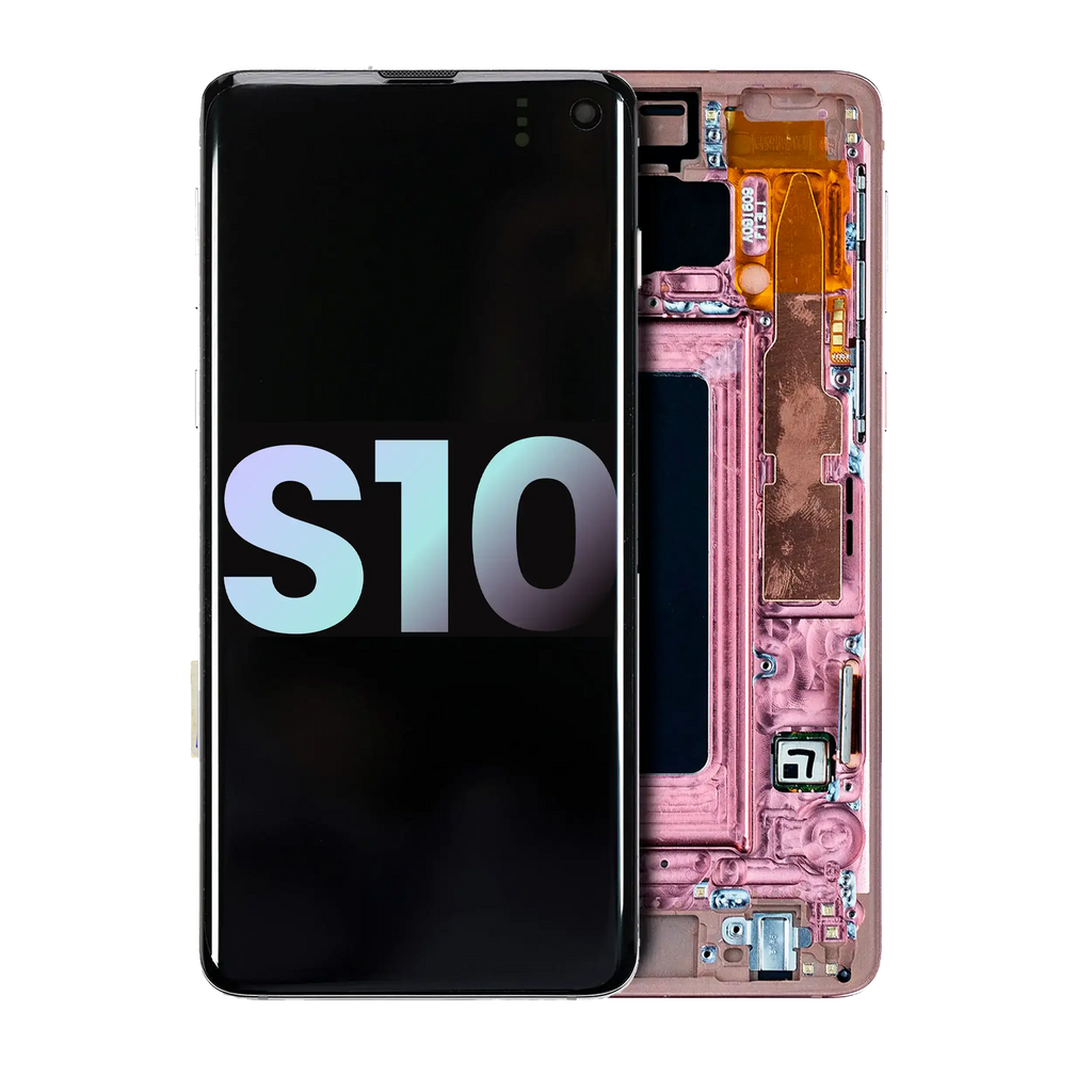 OLED-Display mit Rahmen für Samsung Galaxy S10 (Service Pack) (Flamingo Pink)