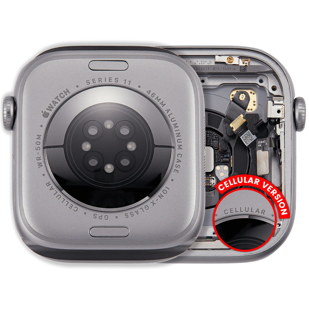 Backcover/Rahmen für Watch Series 11 (46MM) (gebrauchter OEM-Ausbau, Qualität A) (Cellular Version) (Aluminum / Space Gray)