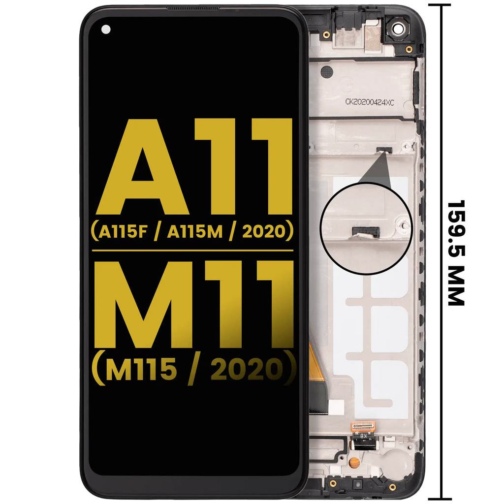 LCD-Display mit Rahmen für Samsung A11/M11 Refurbished