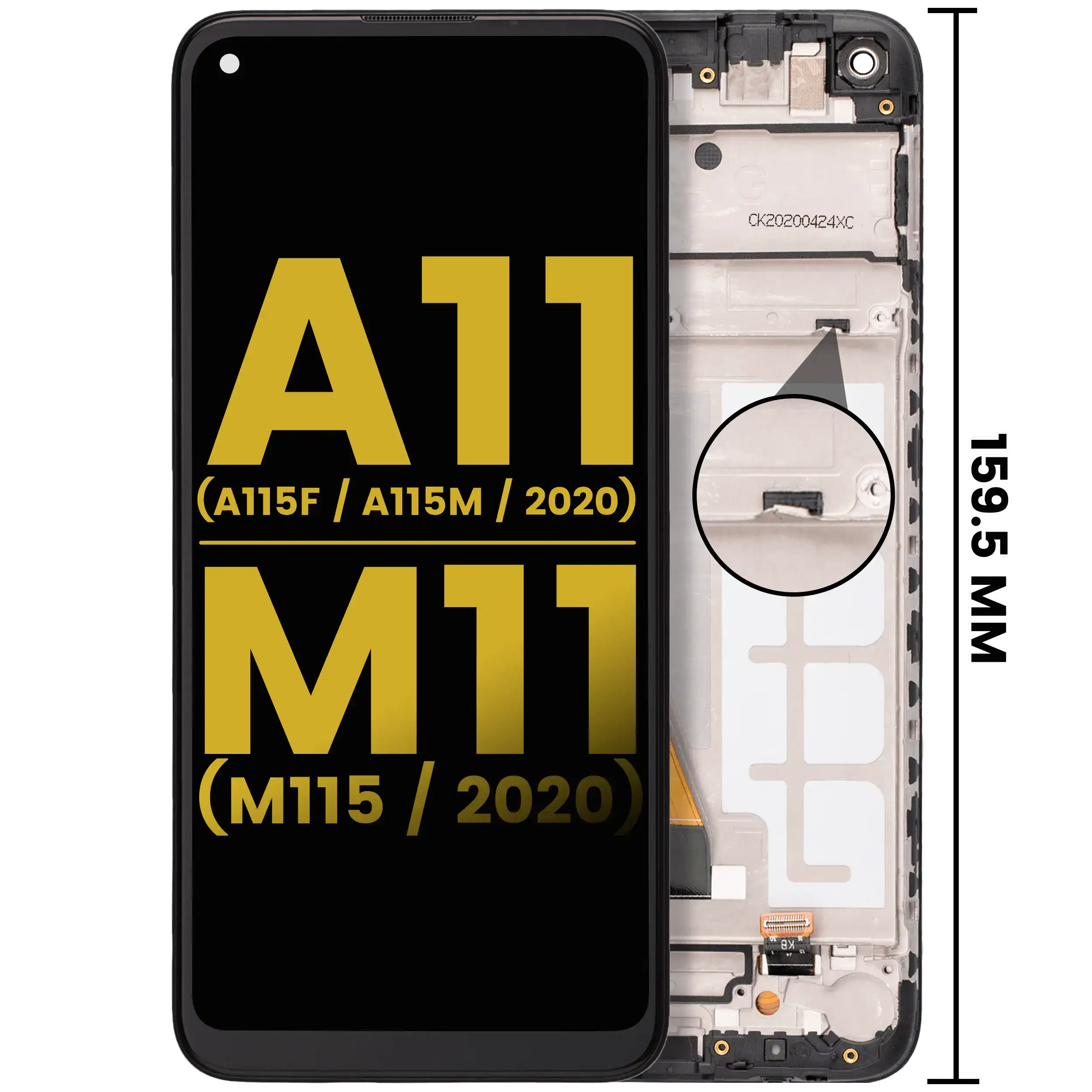 LCD-Display mit Rahmen für Samsung A11/M11 Refurbished