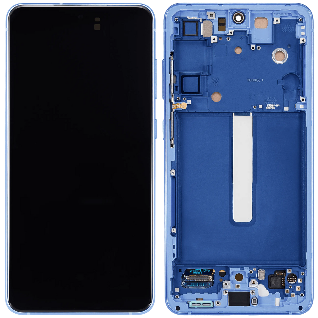 OLED-Display mit Rahmen für Samsung Galaxy S21 FE 5G (US & Internationale Version) (Aftermarket Plus) (120Hz) (Blau)