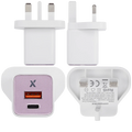 AmpSentrix 30W 2-in-1 USB-C / USB-A Wall Adapter (220V / UK Plug) (Pink)