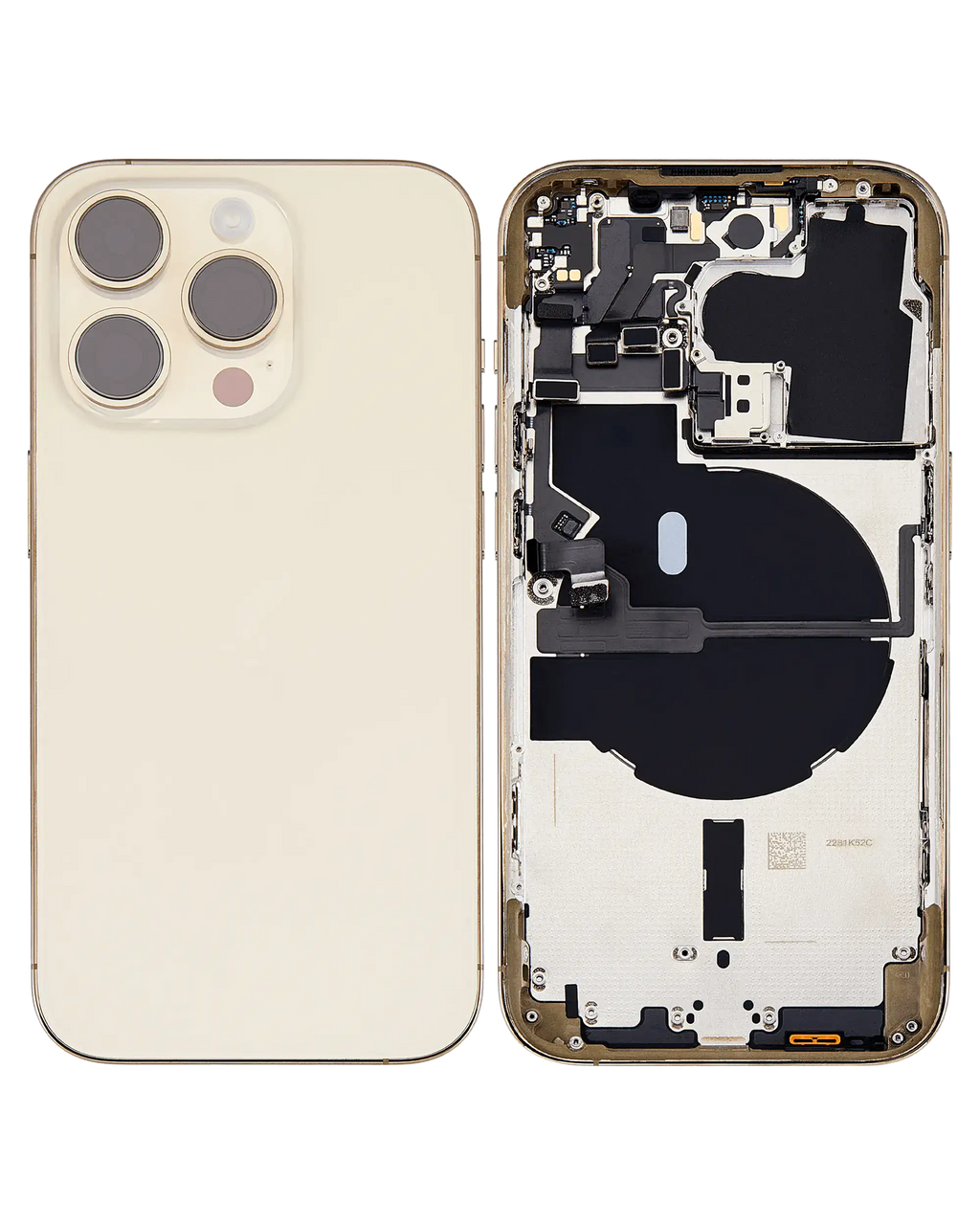 Backcover/Rahmen mit Small Parts für iPhone 14 Pro (EU / Global Version) (gebrauchter OEM-Ausbau, Qualität B) (Gold)