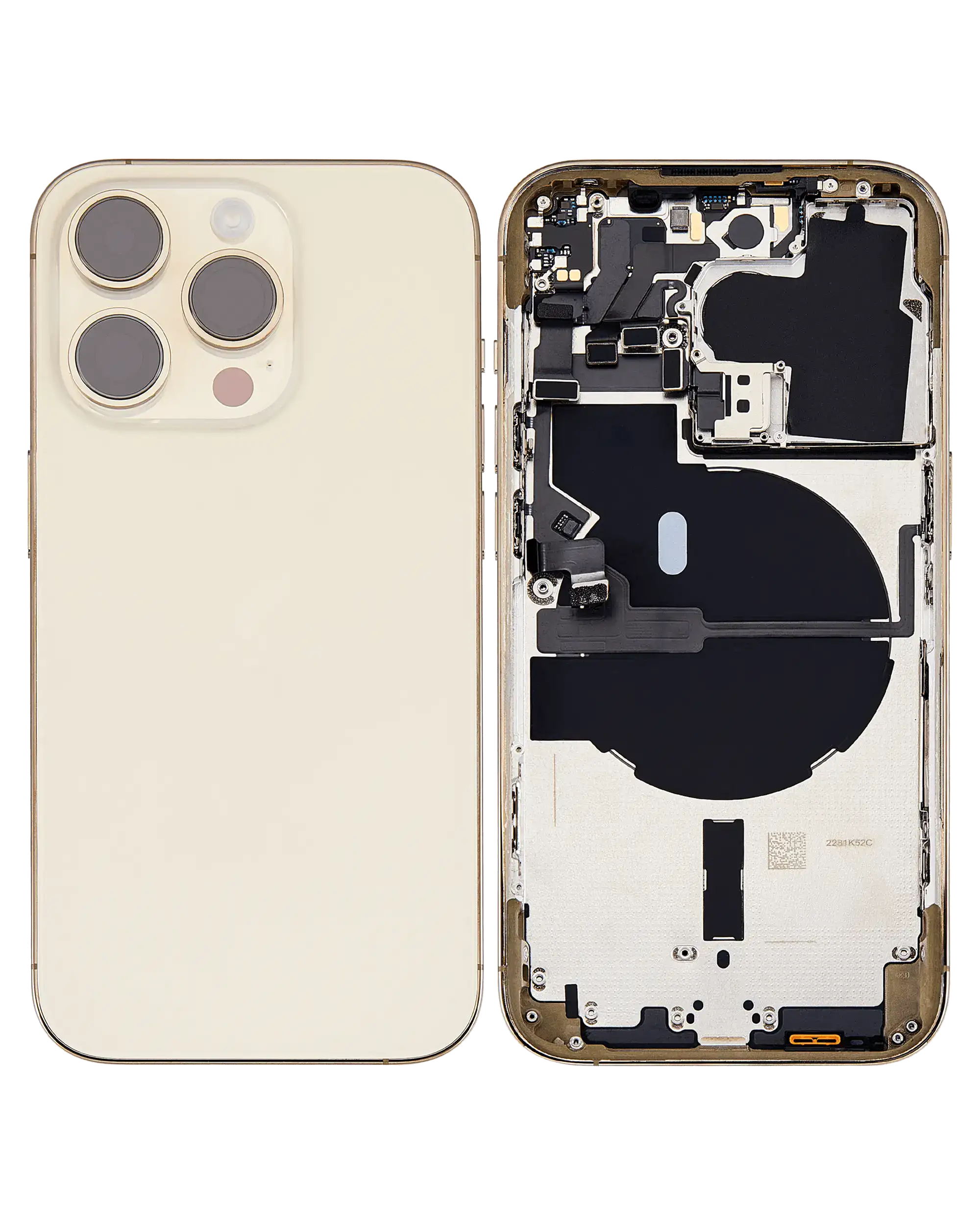 Backcover/Rahmen mit Small Parts für iPhone 14 Pro (EU / Global Version) (gebrauchter OEM-Ausbau, Qualität B) (Gold)