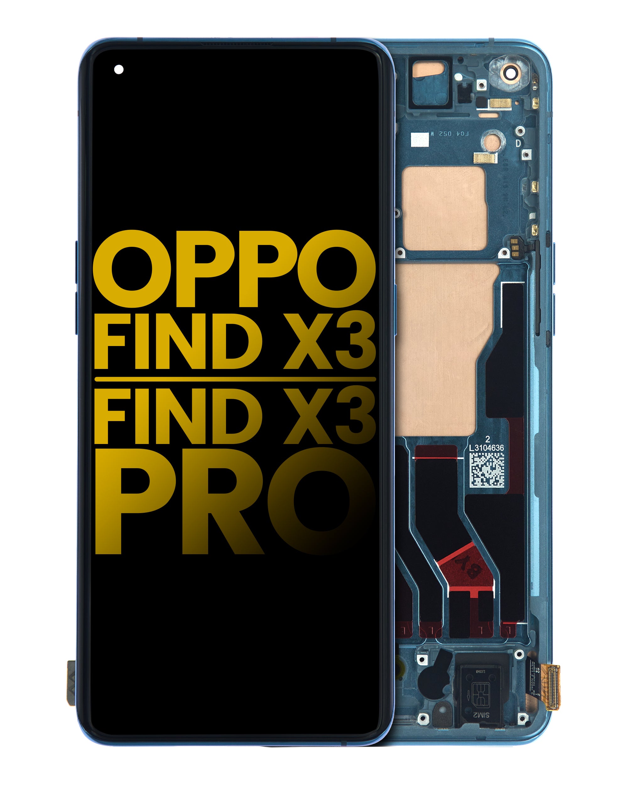 OLED Display with Frame for OPPO Find X3 / X3 Pro (Refurbished, Blue)