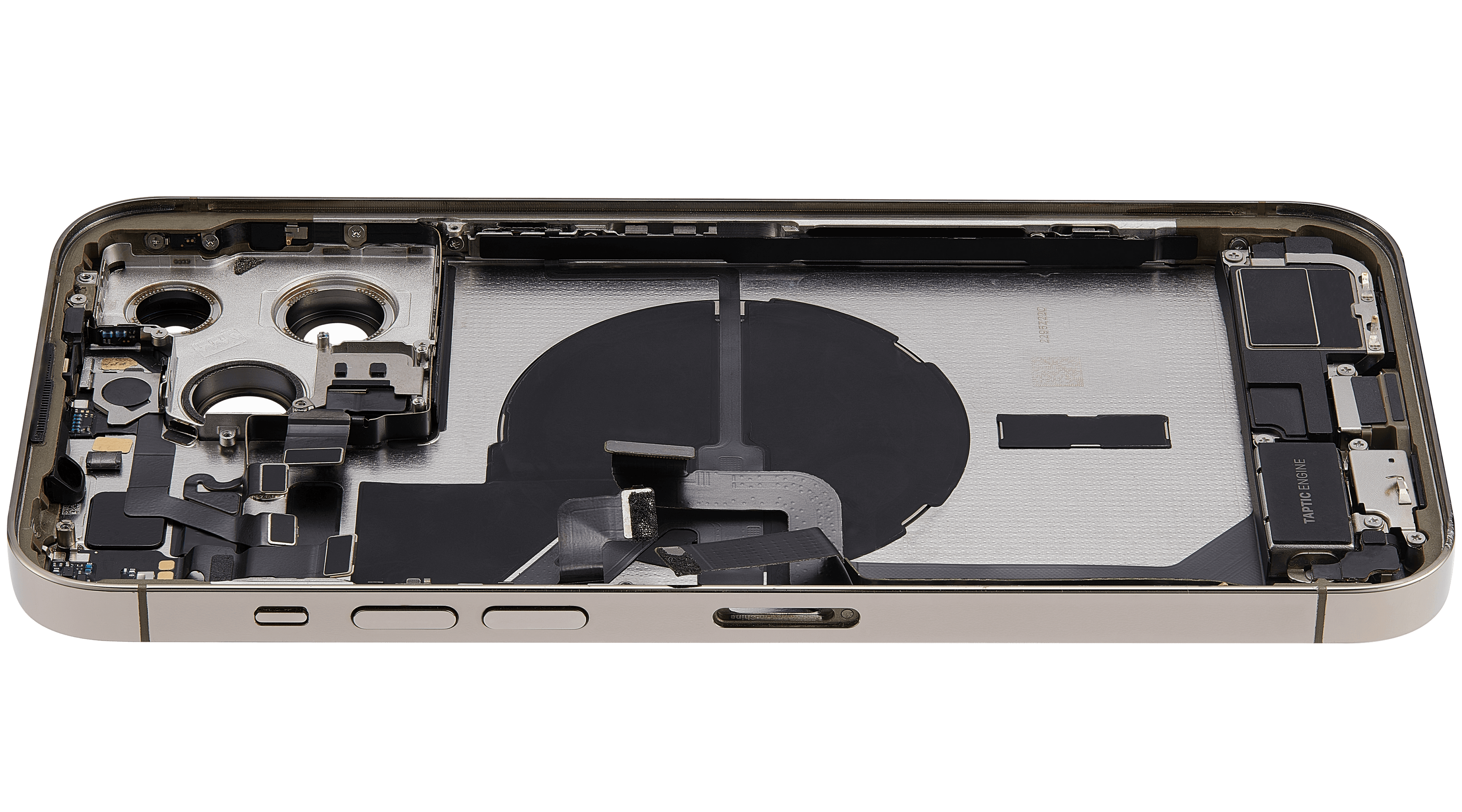 Backcover/Rahmen mit Ladebuchse Flex & Small Parts für iPhone 14 Pro Max (EU / Global Version) (gebrauchter OEM-Ausbau, Qualität B) (Gold)