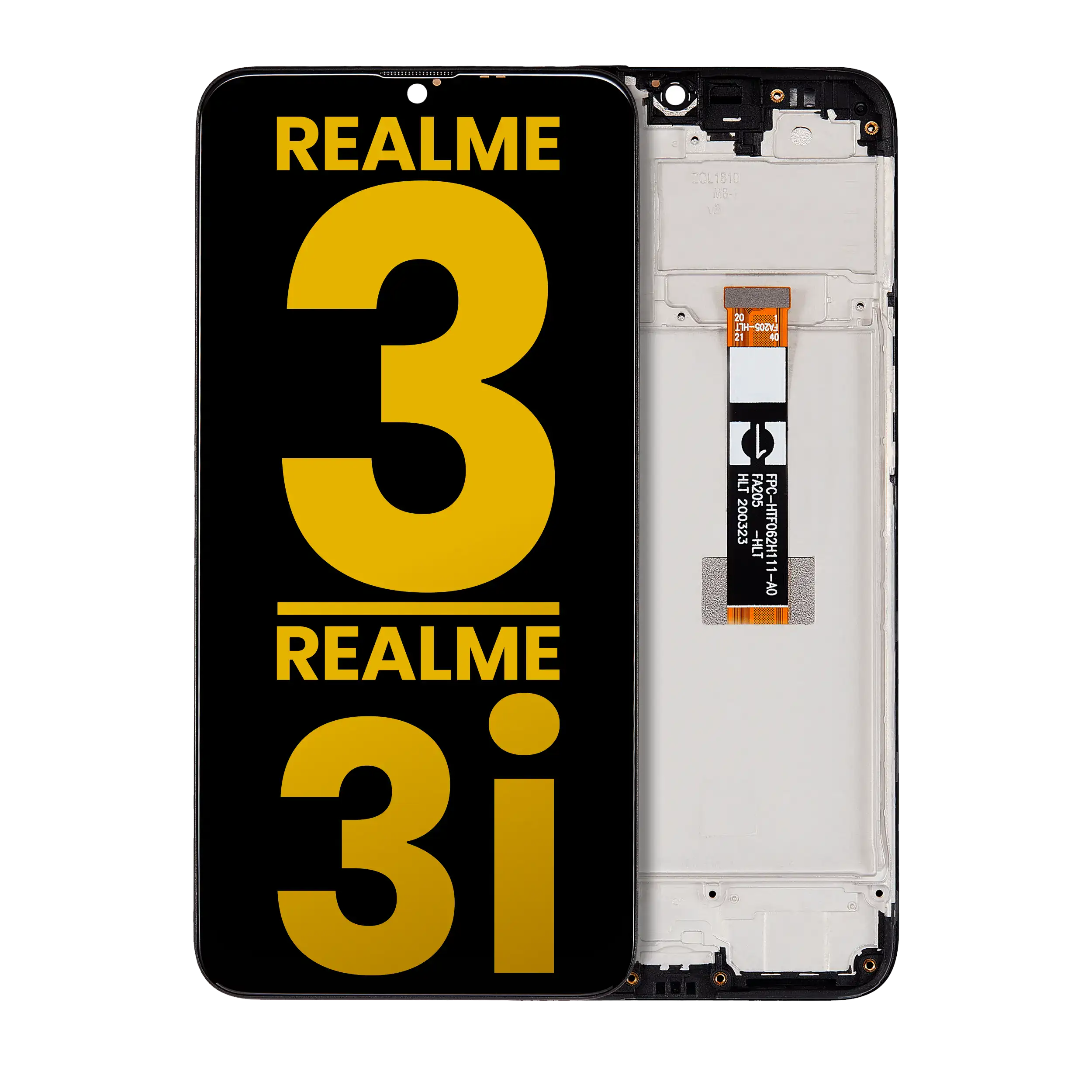 LCD-Display mit Rahmen für Realme 3 / 3i (Refurbished) (Alle Farben)