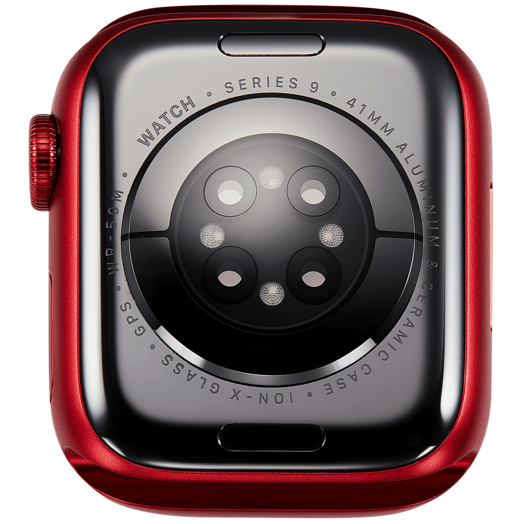 Backcover/Rahmen Compatible für Watch Series 9 (41MM) (gebrauchter OEM-Ausbau, Qualität A) (GPS Version) (Aluminum / Red)