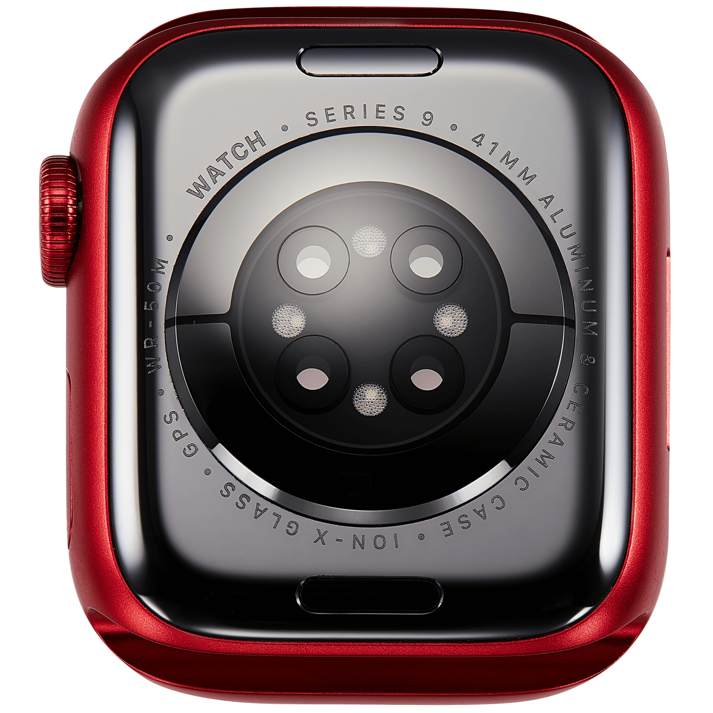 Backcover/Rahmen Compatible für Watch Series 9 (41MM) (gebrauchter OEM-Ausbau, Qualität A) (GPS Version) (Aluminum / Red)