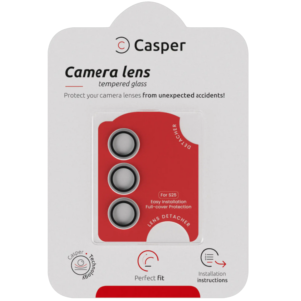 Casper Camera Lens Protector for Samsung Galaxy S25 (Clear Rings)