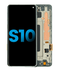 LCD mit Rahmen für Samsung Galaxy S10 (Prism Green, Aftermarket Plus, ohne FP)