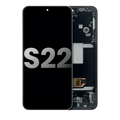 OLED-Display mit Rahmen für Samsung Galaxy S22 5G (gebrauchter OEM-Ausbau, Qualität A) (Phantom Black)