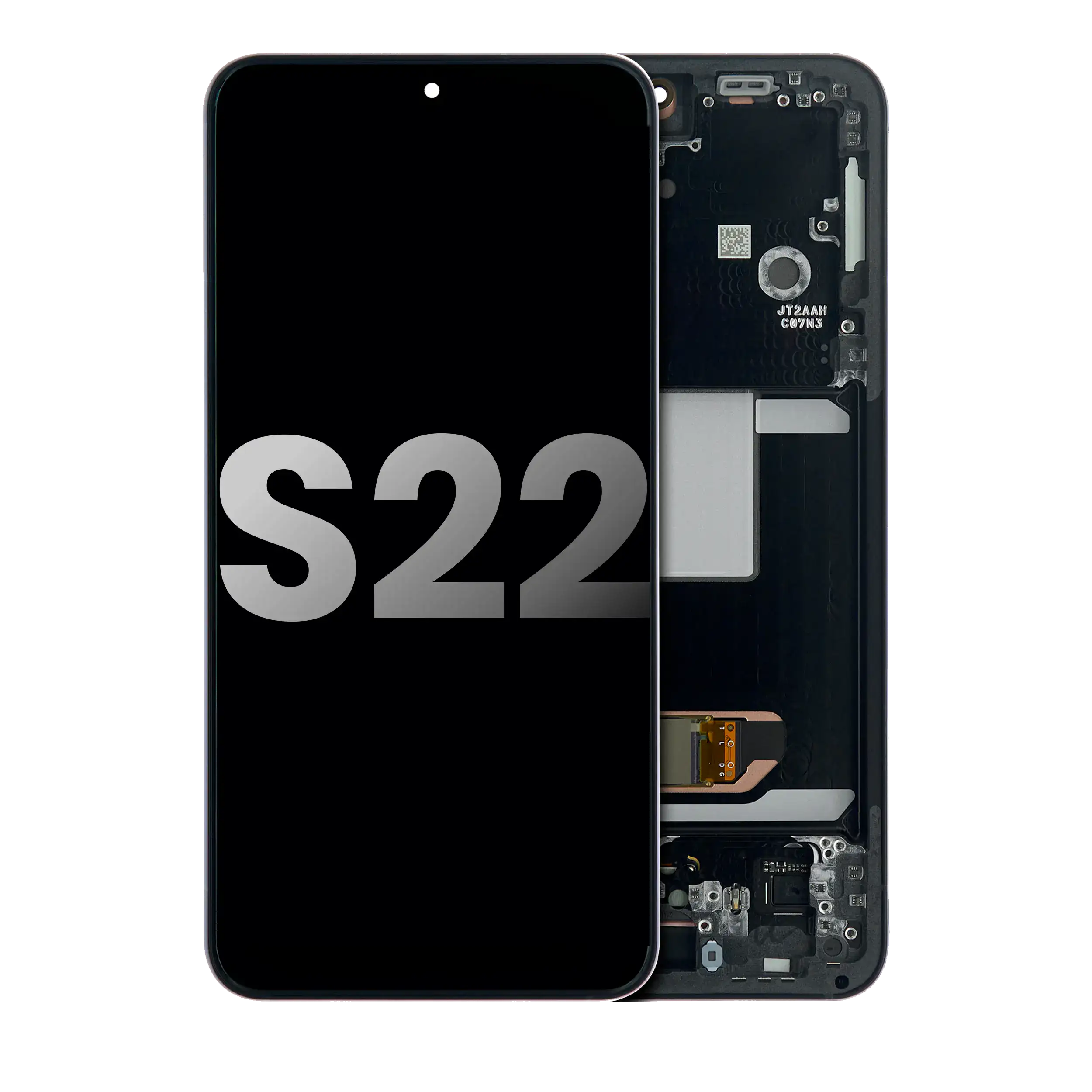 OLED-Display mit Rahmen für Samsung Galaxy S22 5G (gebrauchter OEM-Ausbau, Qualität A) (Phantom Black)