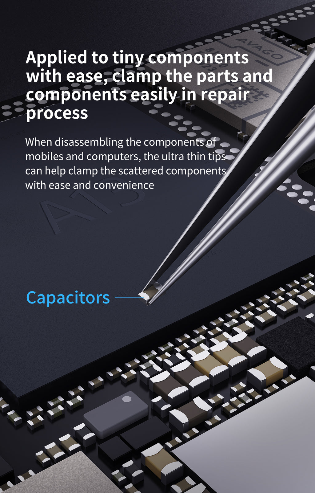 iNeeZy Handmade Non-Magnetic Stainless Steel Tweezers (Silver - Thin) (Qianli)